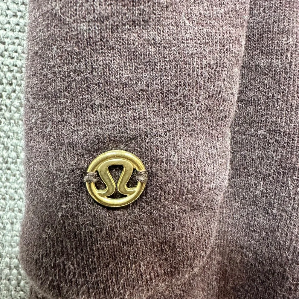Lululemon Hooded Wrap Cardigan Womens 6 Brown Longline Fleece Thumbhole